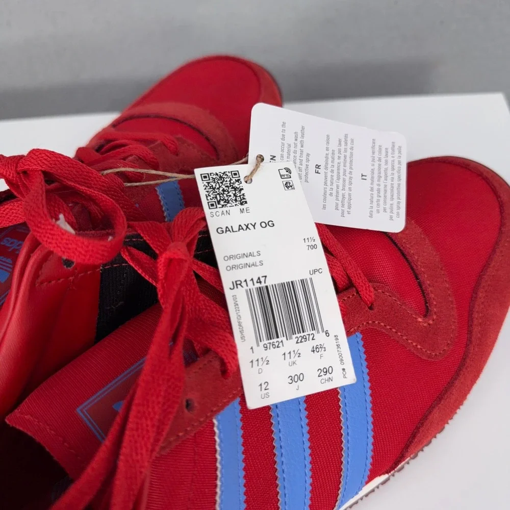 Adidas Shoes Mens 12 Red Blue Low Top Sneakers Retro Running Galaxy OG JR1147